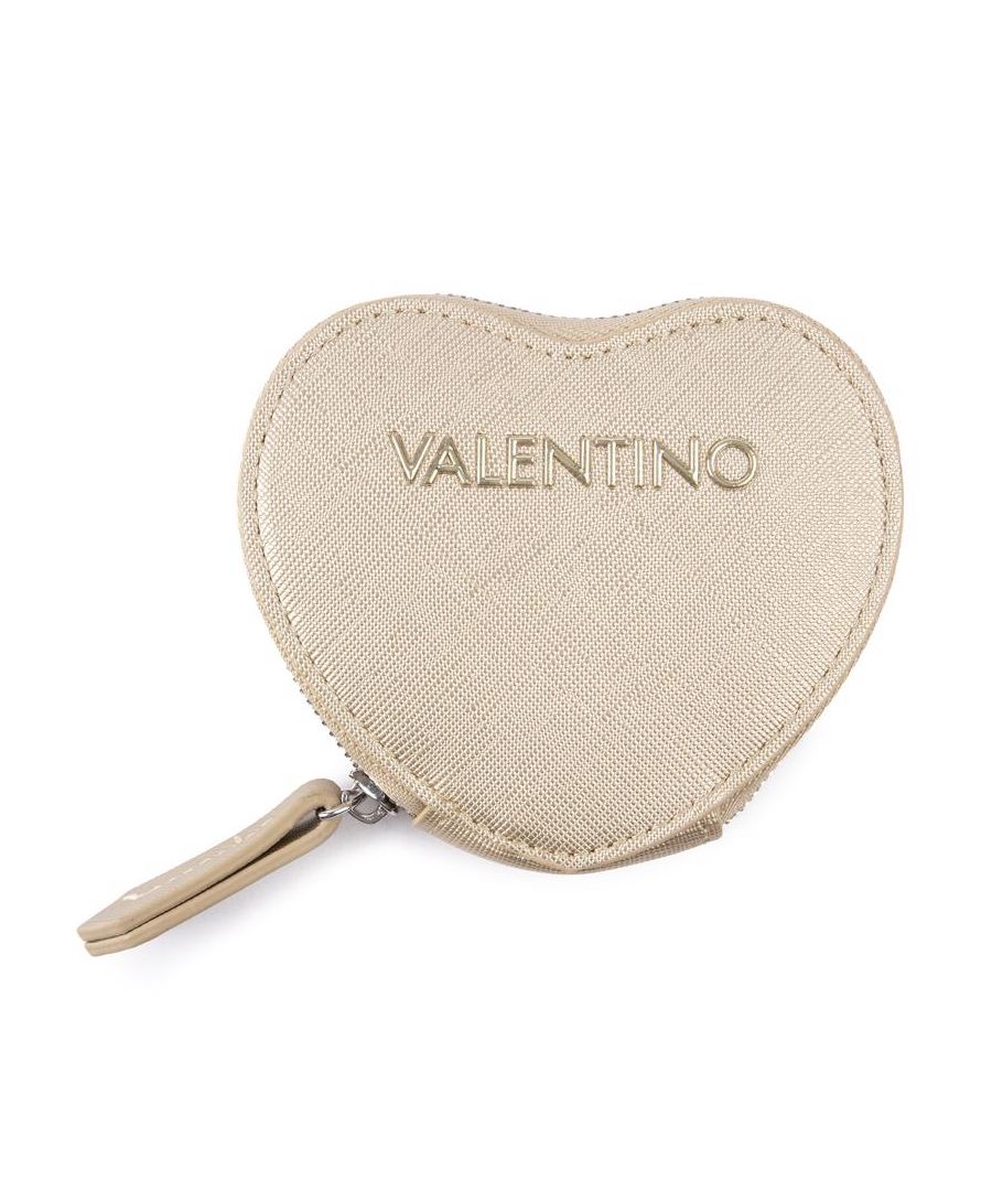 Womens gold Valentino Bags mistletoe purse, manufactured with polyurethane. Featuring: tonal branding, full zip closure, presentation box and height 9cm x width 11cm x depth 2cm.