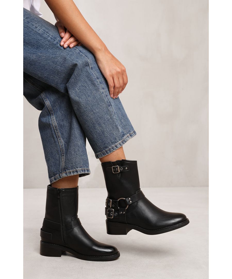 Wheres That From Wheres Womens Micah Ankle Boot With Buckle Detailing - Black - Size UK 7