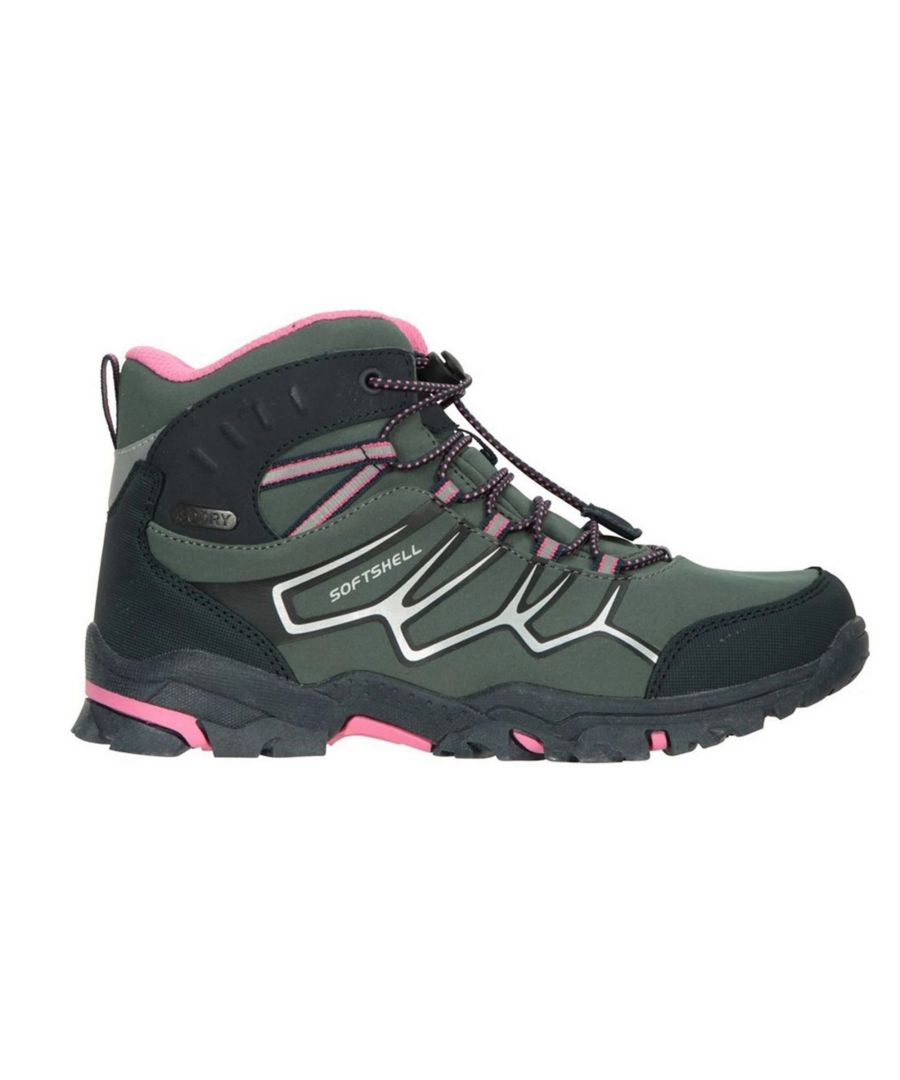 Mountain Warehouse Softshell waterdichte wandelschoenen voor kinderen/Kinderen (Donkere Khaki)