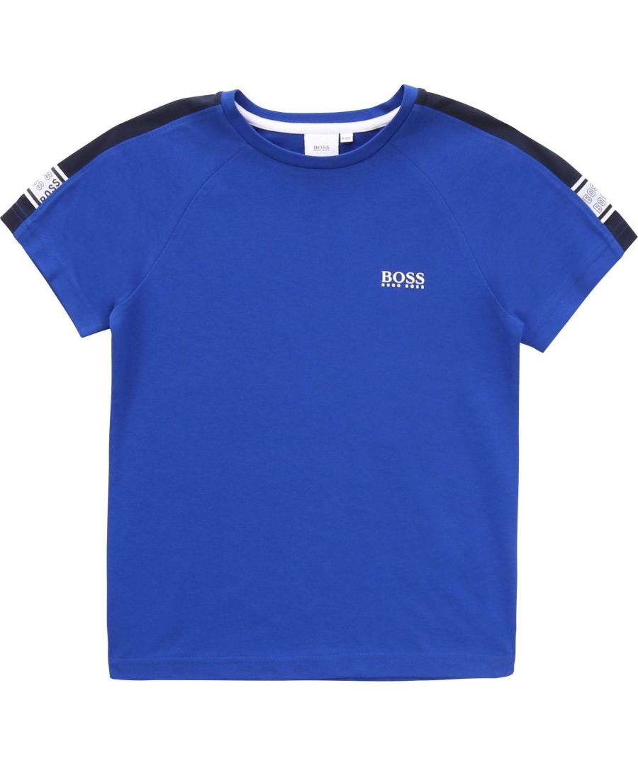Image for Hugo Boss Boys Arm Stripe Logo T-Shirt Blue