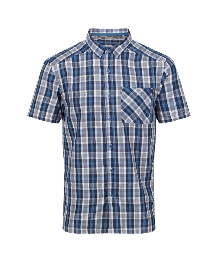 Image for Regatta Mens Mindano VI Checked Short-Sleeved Shirt (Dynasty Blue)