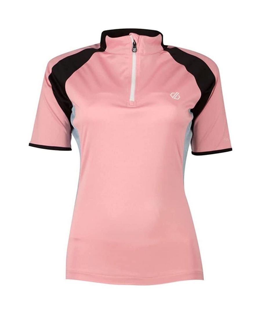 Fabric: Polyester, Q-Wic. Design: Colour Block, Logo. Anti-Bacterial, Anti-Odour, Breathable, Lightweight, Moisture Wicking, Quick Dry, Reflective Detail, Side Panels. Neckline: High-Neck. Sleeve-Type: Short-Sleeved. Pockets: 2 Compartment Pockets, 1 Security Pocket. Fastening: Half Zip, Zip Guard. Hem: Part Elasticated, Scooped.