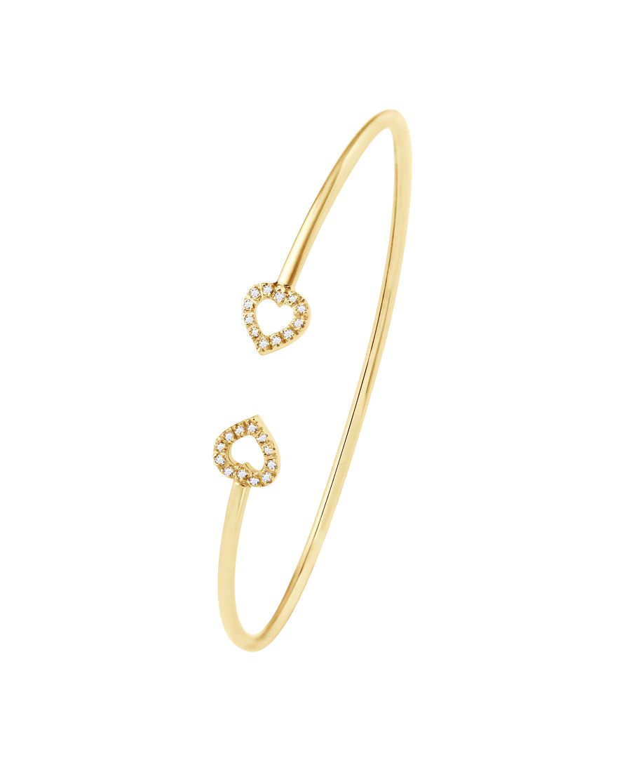 Bracelet semi-rigid - Heart Shape Diamonds 0,12 Cts ( 2 x 12 x 0,005 Cts ) - Gold - Adjustable size - Fit wrists from 12 to 18 cm, 5 to 7 in - Our jewellery is made in France and will be delivered in a gift box accompanied by a Certificate of Authenticity and International Warranty