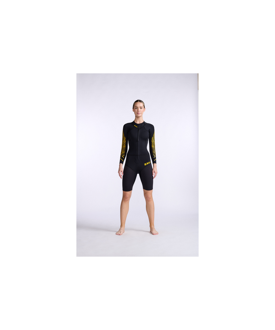 2Xu Womens Propel Swim Run Wetsuit Black/Ambition - Yellow/Black Sponge Rubber - Size X-Small