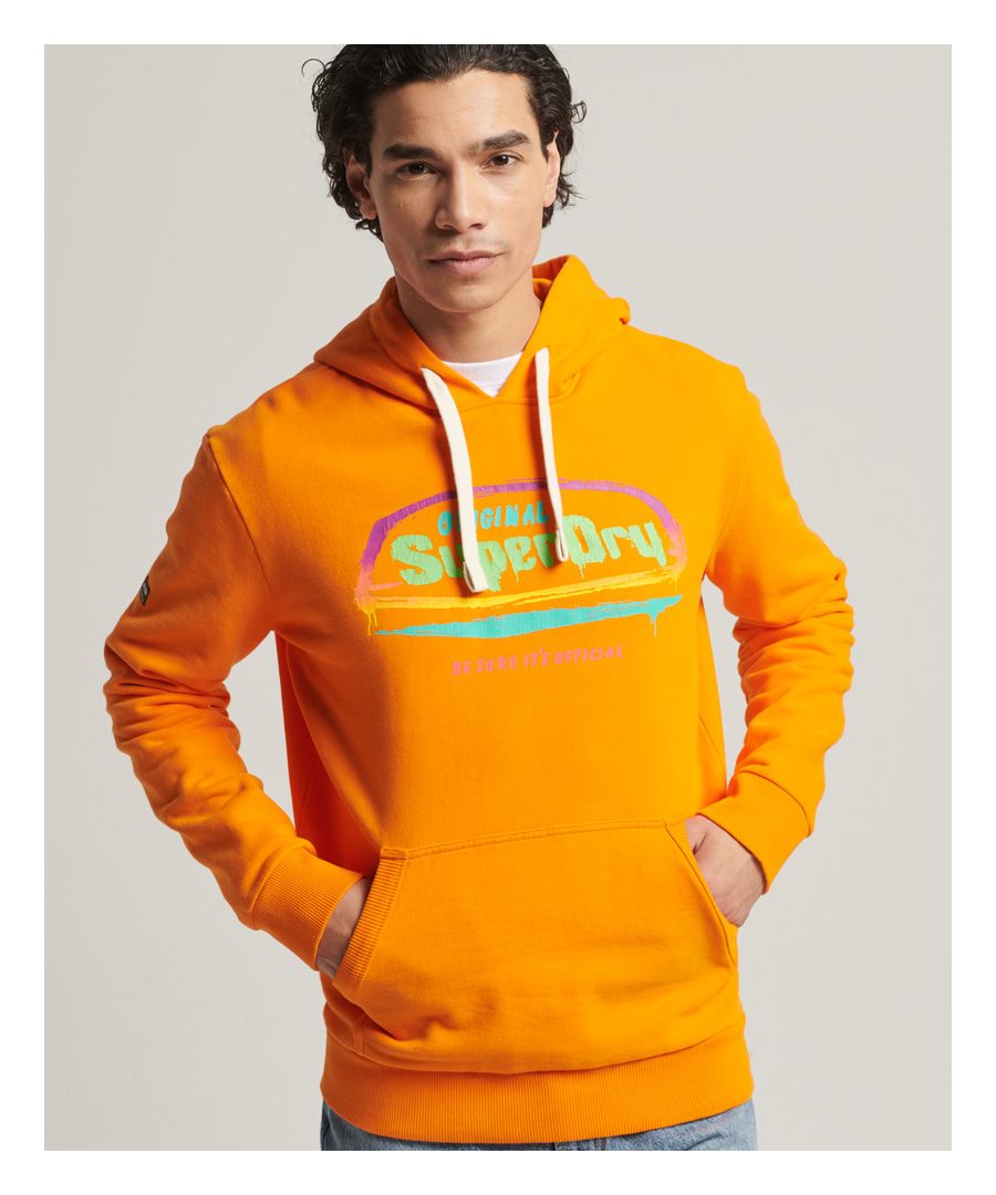 Layer up with the colourful essence of the 80s in the vintage Cali hoodie. Featuring a retro graphic and a classic hoodie design that is sure to bring a familiar comfort with a nostalgic style.Relaxed fit – the classic Superdry fit. Not too slim, not too loose, just right. Go for your normal sizeDrawcord hoodLong sleevesRibbed trimsFront pouch pocketPrinted graphicSignature Superdry tabFeatures a skeleton print on the back.