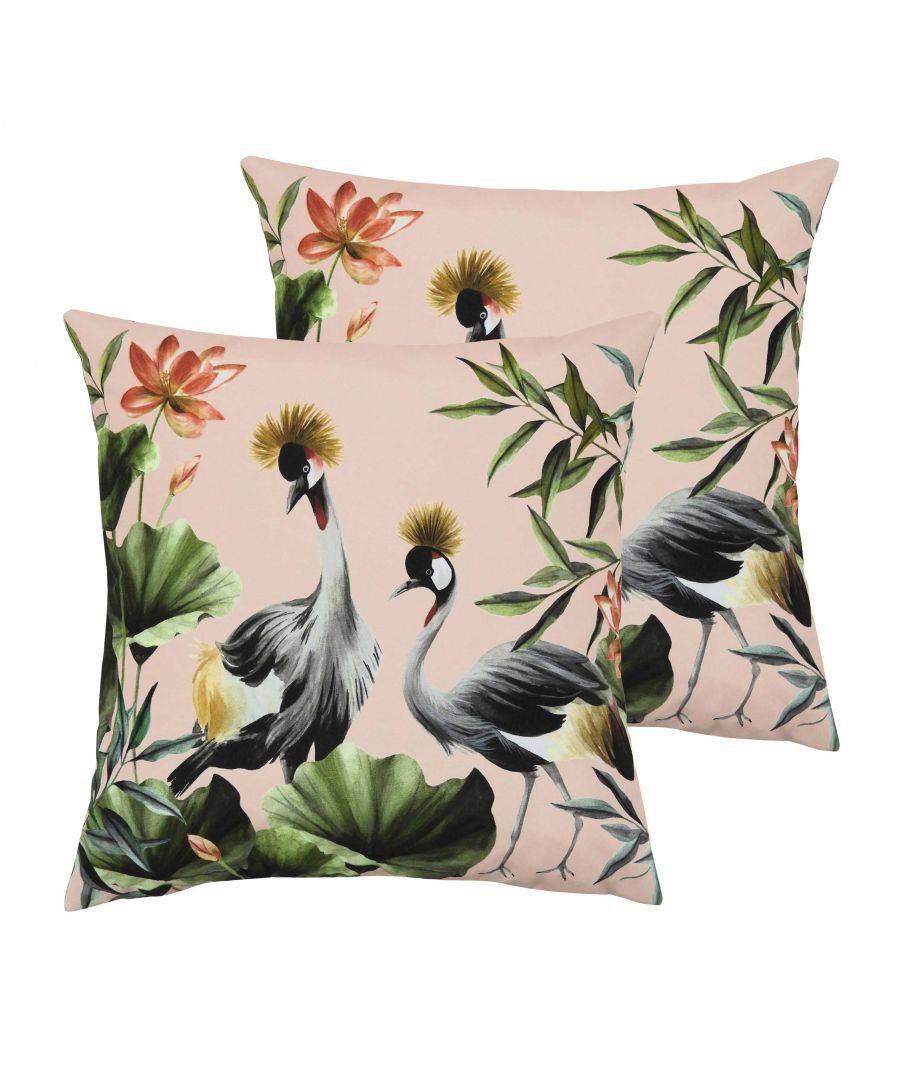 Upgrade your outdoor space with the Cranes cushions. Complete with a fully reversible design, so you get two looks in one. these colourful tropical style will instantly freshen up your garden.