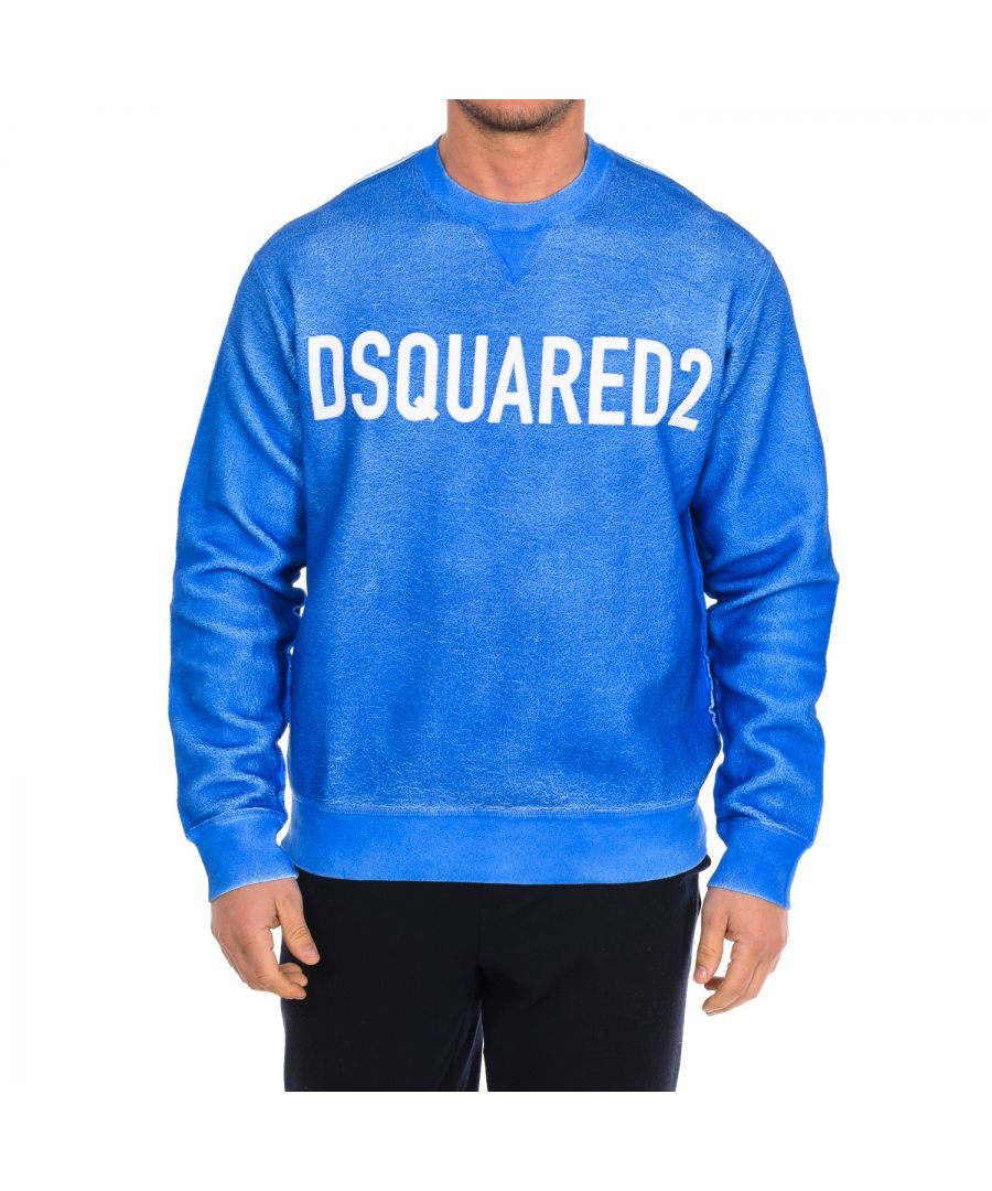 Dsquared2 Mens long-sleeved crew-neck sweatshirt S74GU0451-S25030 - Blue - Size Medium