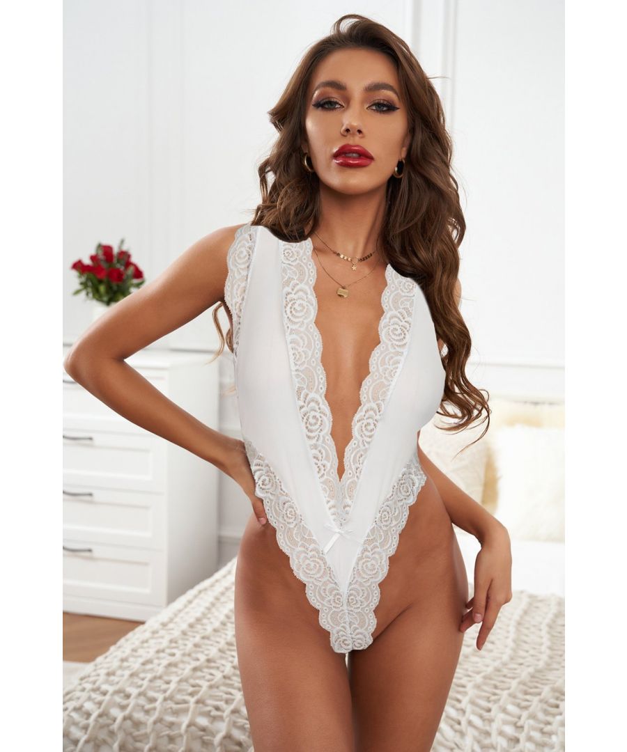 The lace and see-through mesh patch design will make you look sexier and more attractive. With the deep v neck, the bodysuit will perfectly show off your charming shape. The premium and soft bodysuit gives you a special night. You can wear this sexy bodysuit to give your lover a surprise. Azura Exchange bodysuits is suitable to wear for wedding night, anniversary and other unique day. .