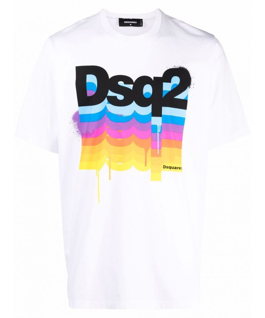 An abbreviated iteration of the label’s logo adds a branded finish to this white T-shirt from Dsquared2. Crafted from soft cotton, this crew-neck design nods to the brand’s laid-back identity.\n\n\n\nwhite\ncotton\nlogo print at the chest\ncrew neck\nshort sleeves\nstraight hem\n\nProduct code: S74GD0931S23009