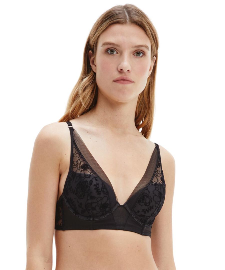 CK BLACK BRIDAL LIGHTLY LINED PLUNGE BRA