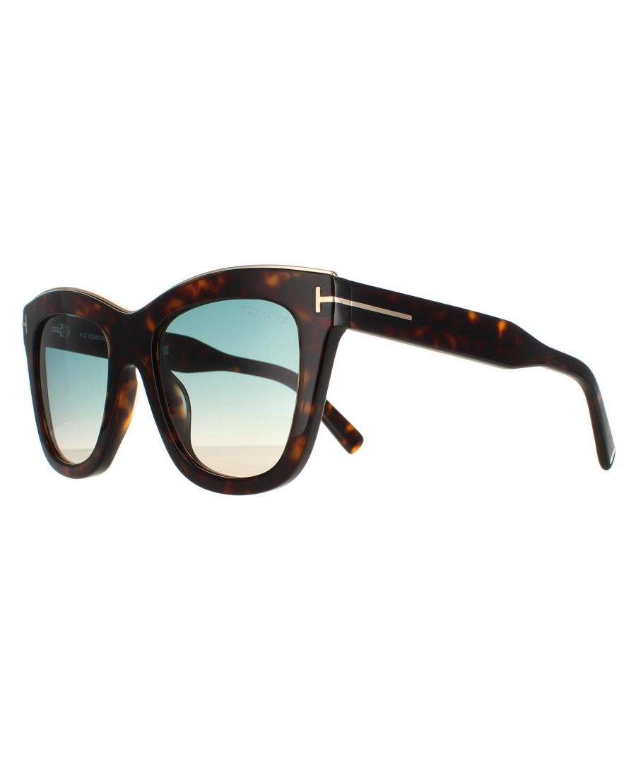 Tom Ford Square Womens Dark Havana Green Gradient Julie FT0685 - Brown - One Size
