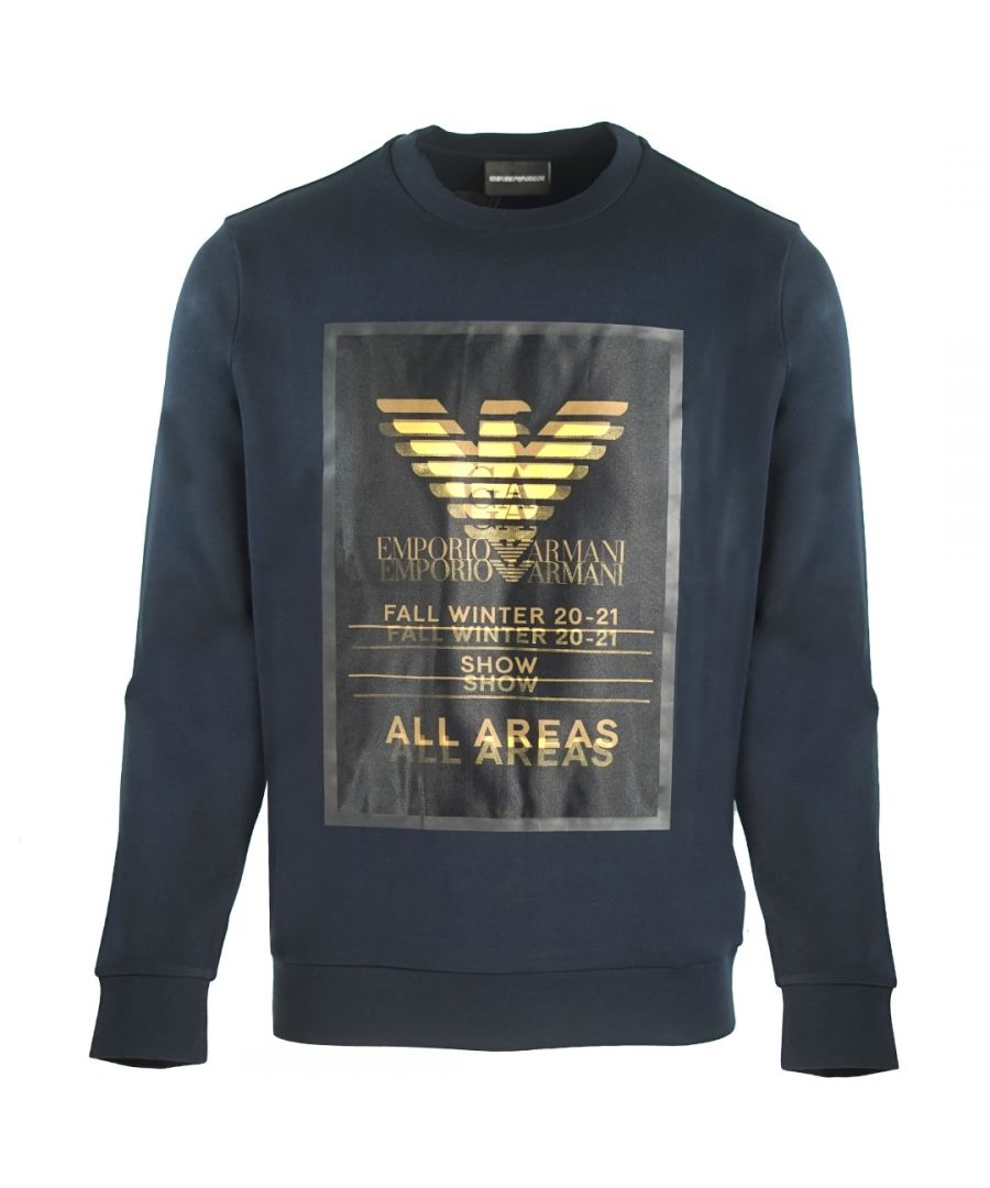 Image for Emporio Armani Distorted 3D Logo Navy Jumper