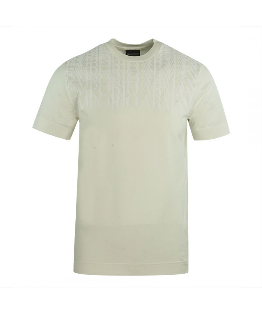 Emporio Armani Mens Repetitive Logo Cream T-Shirt - Size M