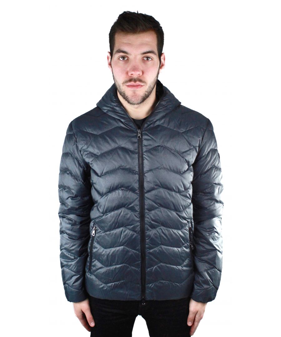 Emporio Armani 6YPB15 PN22Z 1994 jas. Armani donkergrijs antraciet donsjack. Rits sluiting. 100% Polyester. Elastische mouw- en taille-uiteinden. EA7-badge op linkerarm