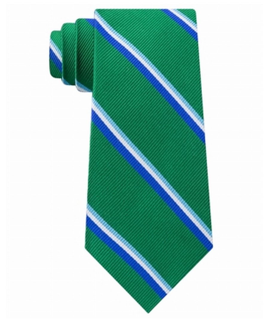 Image for Tommy Hilfiger Men's Neck Tie Green Bronx Striped Skinny Slim Silk