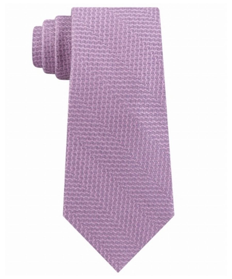 Image for Michael Kors Men's Neck Tie Pink Abstract Textured Chevron Skinny Silk