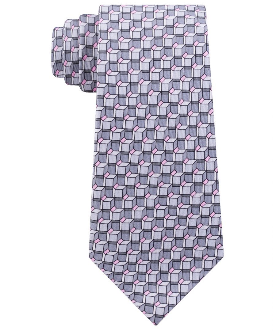 Image for Michael Kors Men's Neck Tie Pink Gray Small Angular Geometric Silk