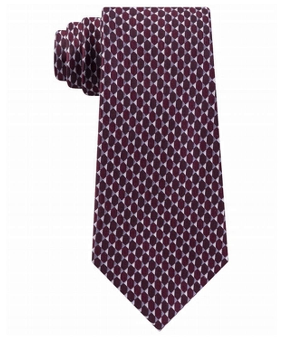 Image for Michael Kors Men's Neck Tie Red Mirrored Circles Geometric Skinny Silk