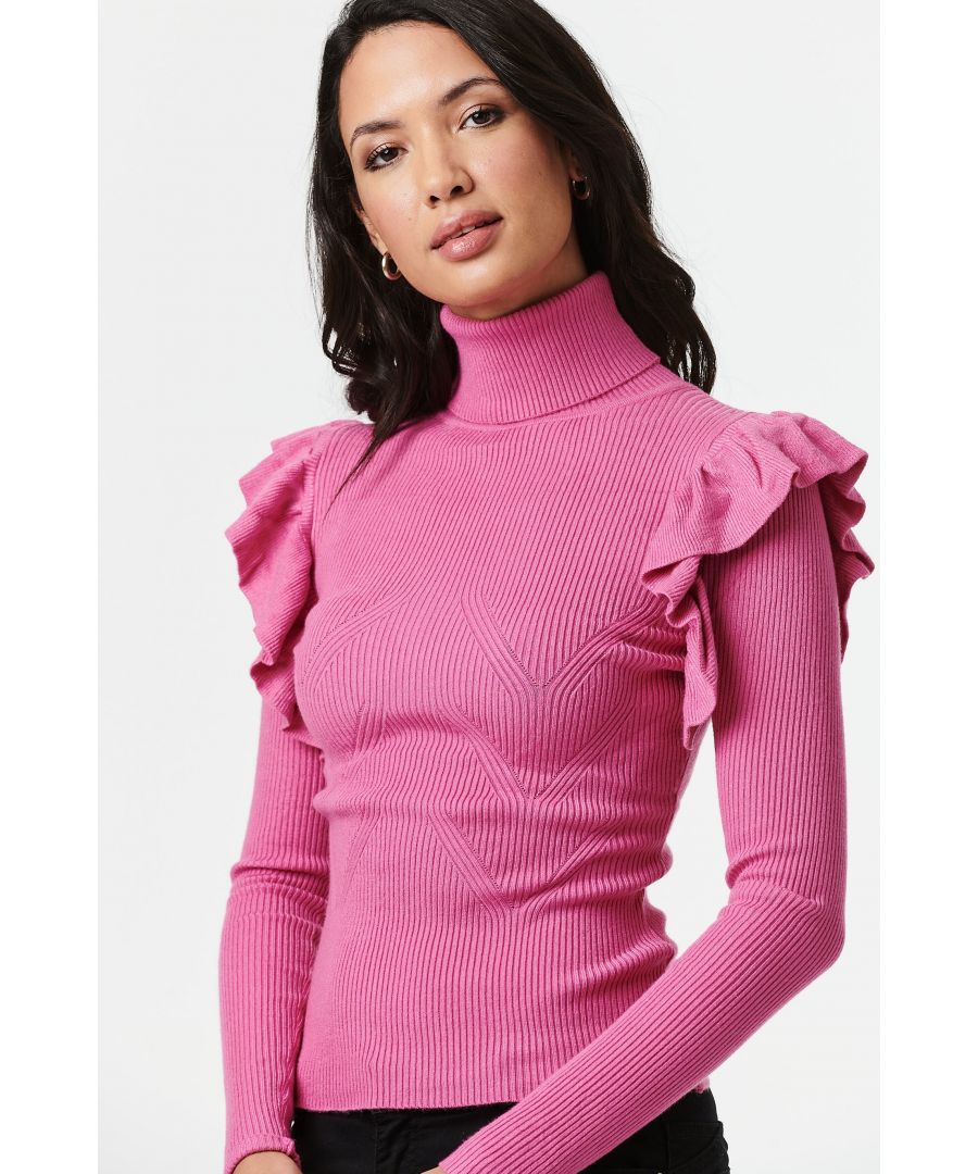 Image for High Neck Frilled Knit Top