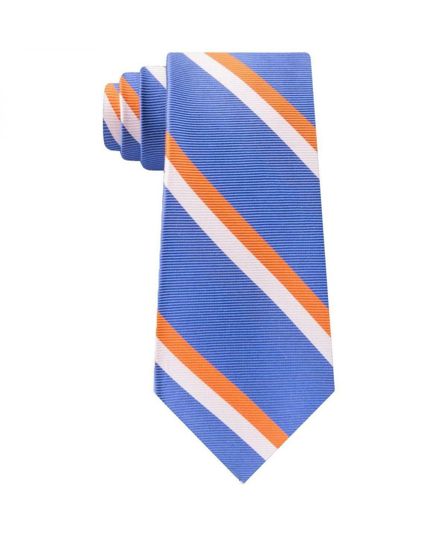 Image for Tommy Hilfiger Men's Neck Tie Orange Blue Bright Striped Silk
