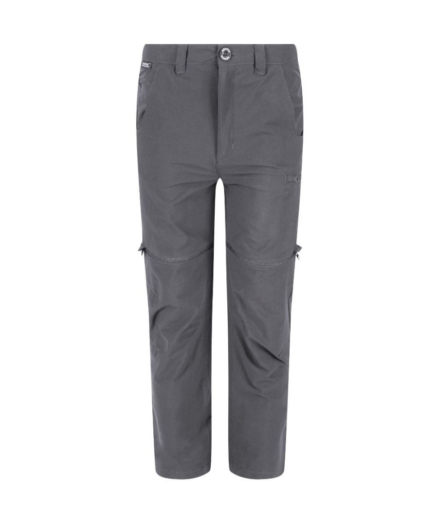 Regatta Boys Highton Zip Off Active Stretch Walking Trousers - Grey Polyamide - Size 9-10Y