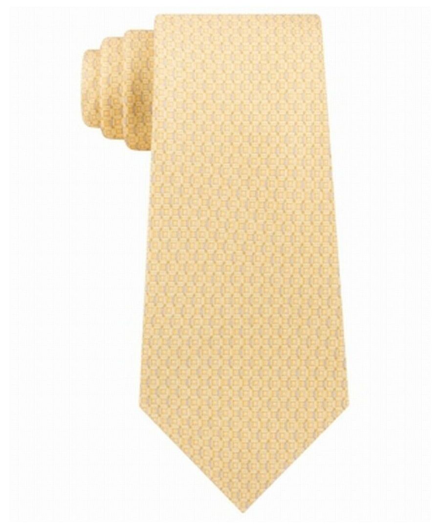 Image for Michael Kors Men's Neck Tie Yellow Small Geometric Cube Skinny Silk
