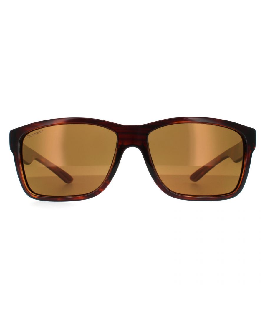 Smith Rectangle Mens Tortoiseshell Brown Chromapop Sunglasses Drake are an Evolve castor plant based frame with hydrophilic Megol nose pads and temple pads to given extra grip. Hidden spring hinges help give a flexibly comfortable fit.