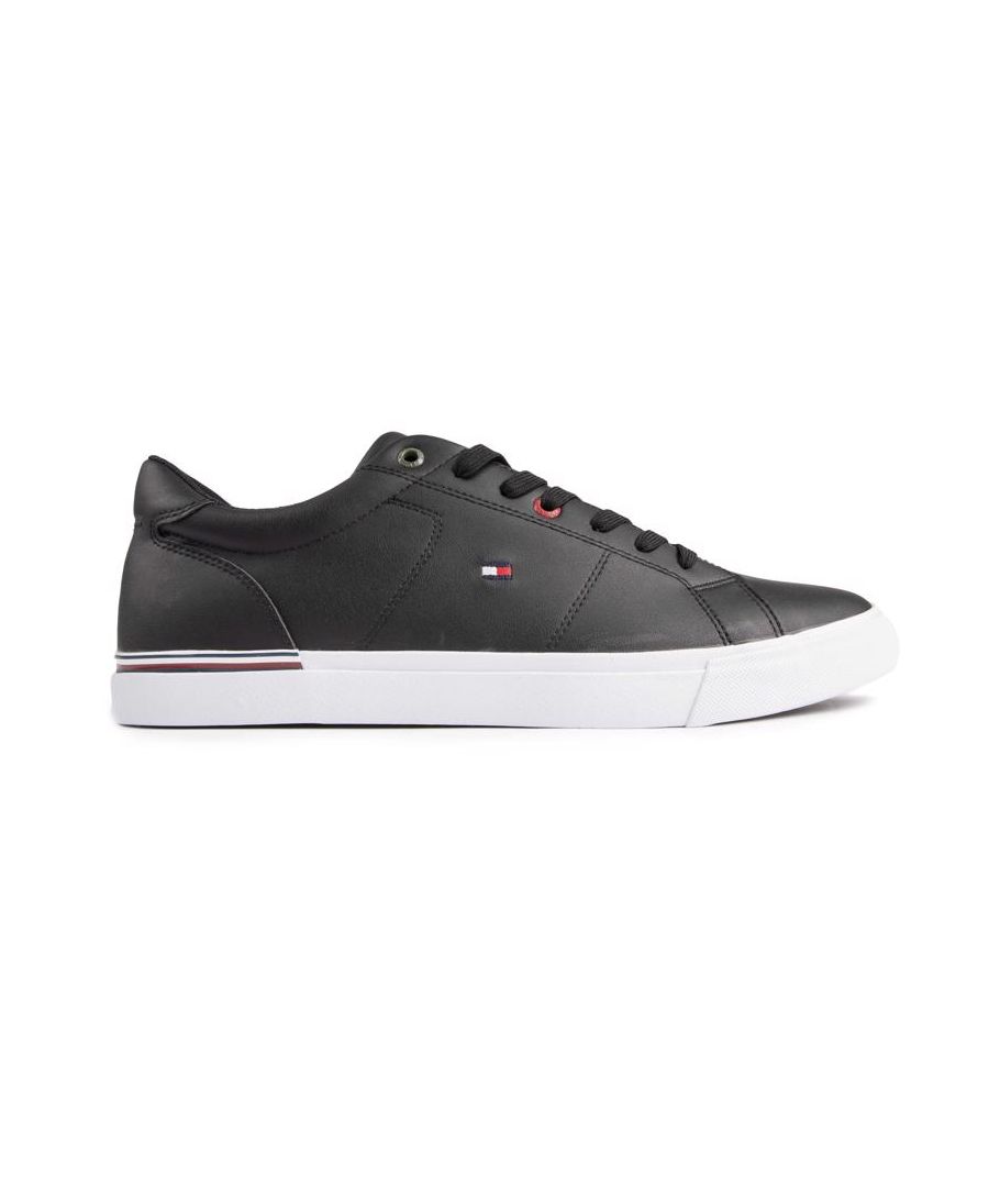 Add Some Smart-casual Disigner Look To Your Wardrobe With The Black Corporate Leather Trainers From Tommy Hilfiger. Featuring An Embossed Signature Symbol, Stripe Branding, Engraved Eyelet, A Comfortable, Printed Insole And White, Vulcanized Outsole. They're Ideal For Urban Trips And Weekends  Or Wherever You Feel Like Relaxing In Style.