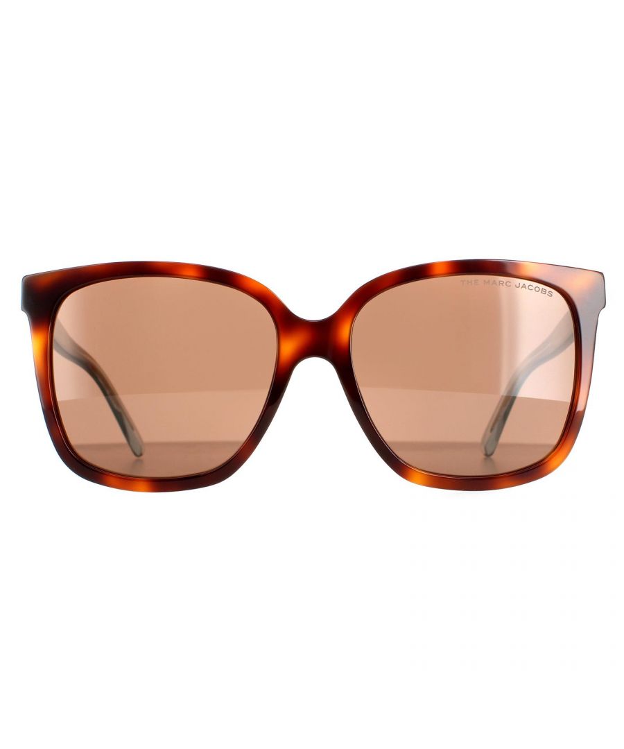 Marc Jacobs Square Womens Havana  Brown  MARC 582/S  Sunglasses are a fashionable square style crafted from lightweight acetate. The Marc Jacobs logo is embedded on the slender temples for brand authenticity.