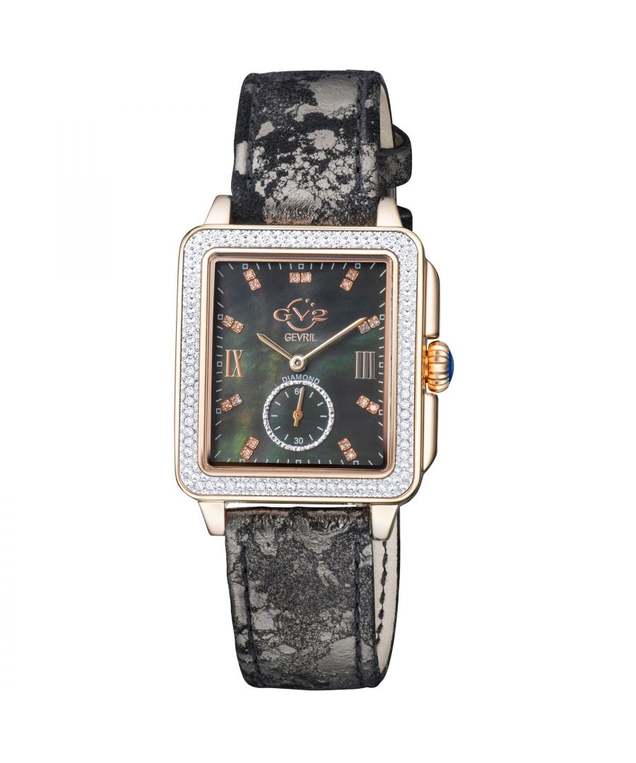 Image for GV2 Women's Bari Mother of Pearl Dial IP RG Case Leather Strap Watch
