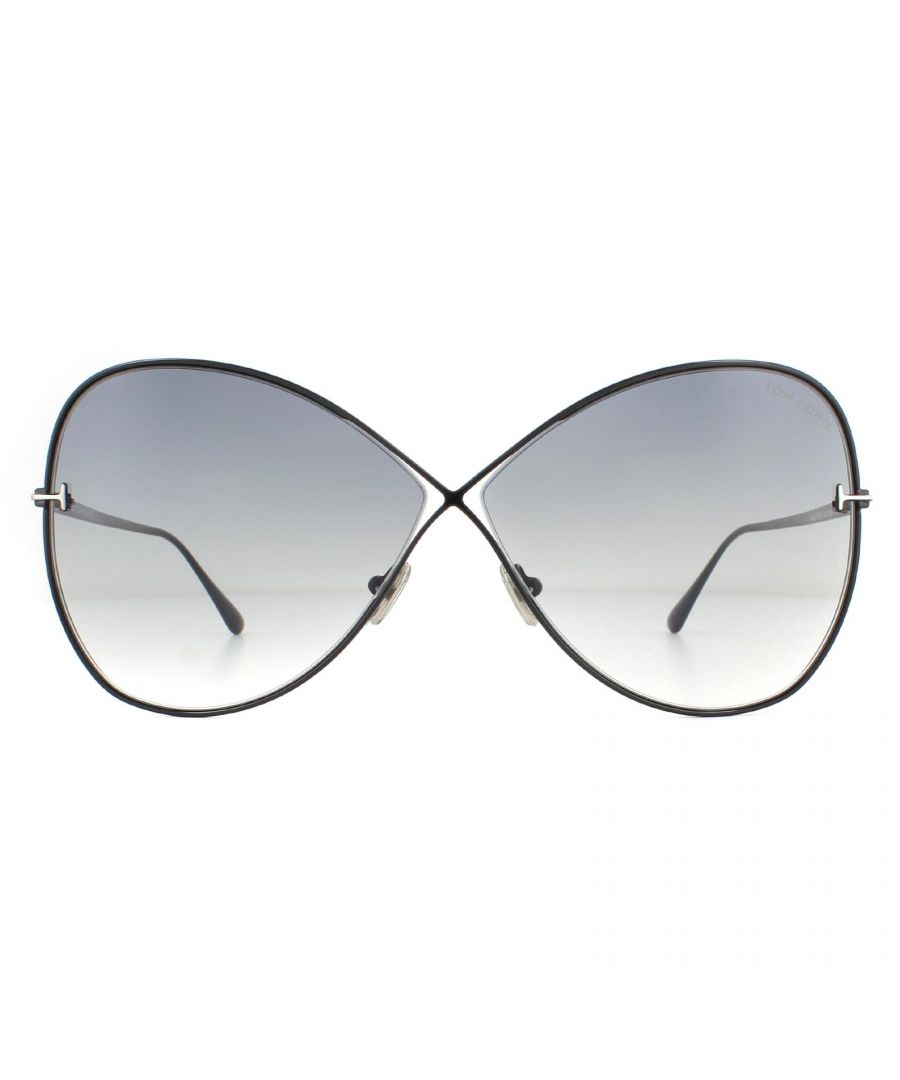Tom Ford Sunglasses Nickie FT0842 01B Shiny Black Smoke Gradient are a new and oversized version of the popular figure of eight frame from Tom Ford with the cross bridge, cut away lenses and signature Tom Ford T's.