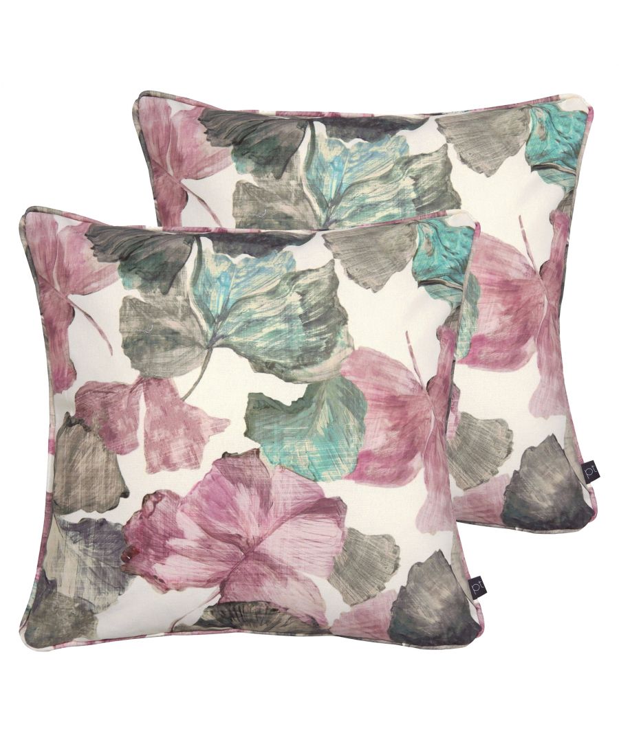 Inspired by the tropical foilage of Hawaii this subtle floral cushion comes with a self-piped edging.