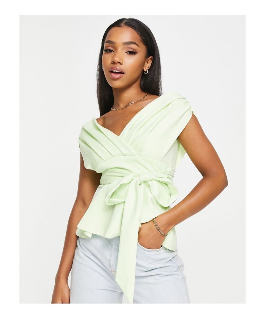 Top by ASOS DESIGN Love at first scroll V-neck Sleeveless style Zip-back fastening Tie back Regular fit  Sold By: Asos