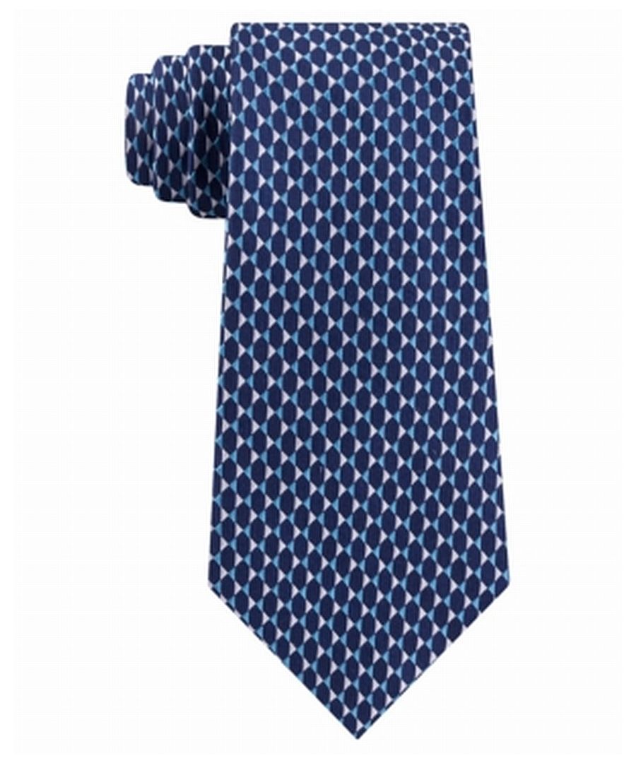 Image for Michael Kors Men's Neck Tie Navy Blue Mirrored Triangles Skinny Slim