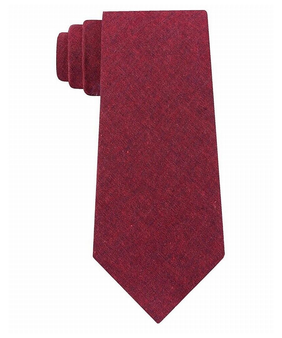 Image for Tommy Hilfiger Men's Neck Tie Red Manhattan Solid Skinny Slim Silk