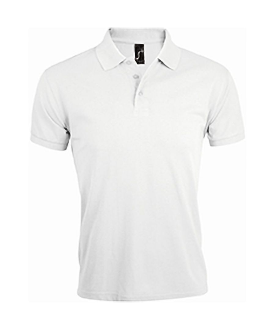 Image for SOLs Mens Prime Pique Plain Short Sleeve Polo Shirt (White)