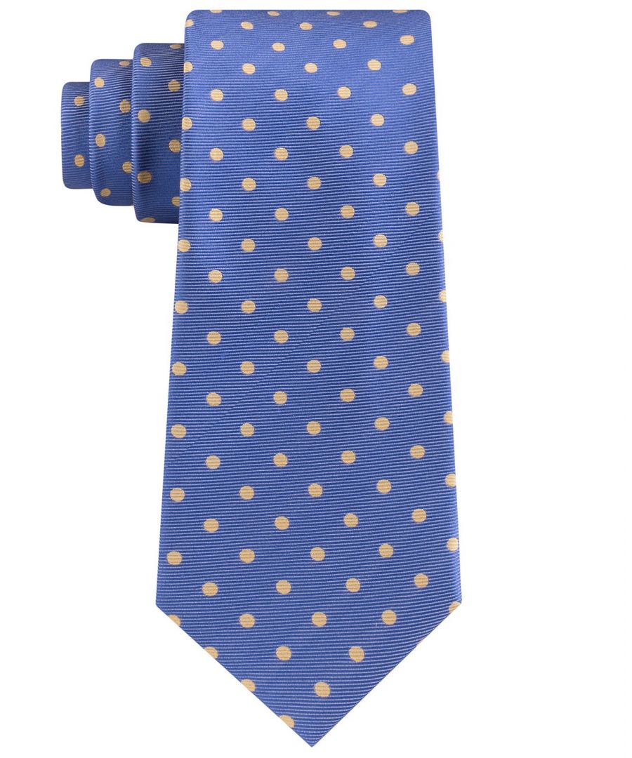 Image for Tommy Hilfiger Men's Neck Tie Yellow Blue Bright Preppy Polka Dot Silk