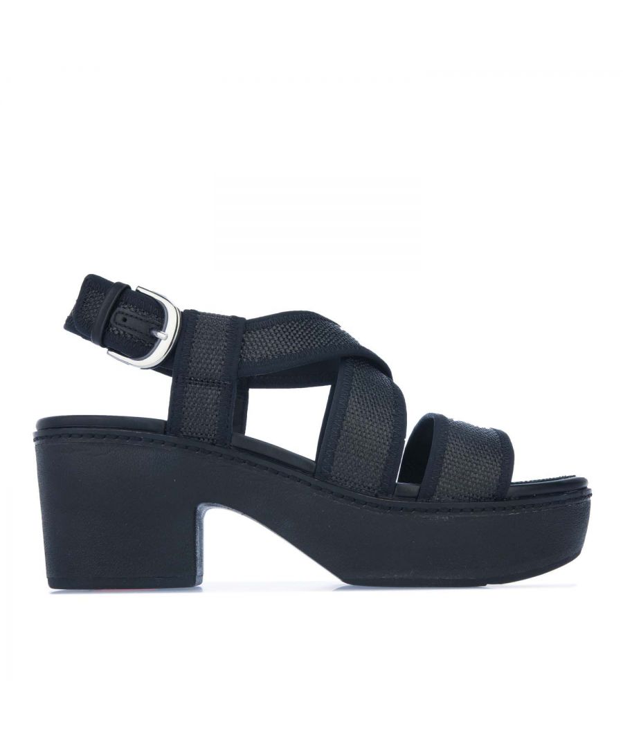 Womens Fitflop Pilar Straw Raffia Platform Sandals in black.- Woven raffia-effect uppers with a tonal grosgrain trim.- Adjustable buckle back strap.- Stitch detailing around the sole.- Platform sole and wedge heel.- Durable traction pattern.- Ergonomic CushX™ midsole.- Firmer shell and contoured footbeds.- Slip-Resistant Rubber sole.- Ref.: DP7090