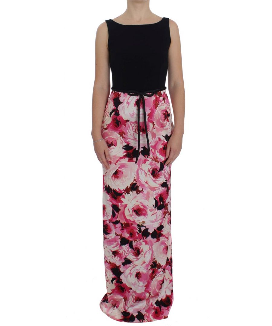Image for Dolce & Gabbana Pink Floral Print Long Maxi Sheath Dress