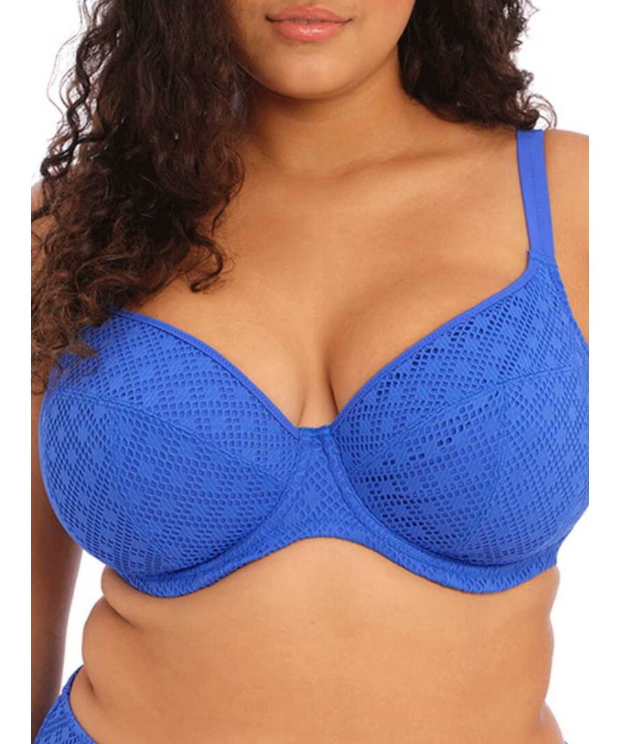 Elomi Womens Bazaruto Plunge Bikini Top - Blue Polyamide - Size 38G