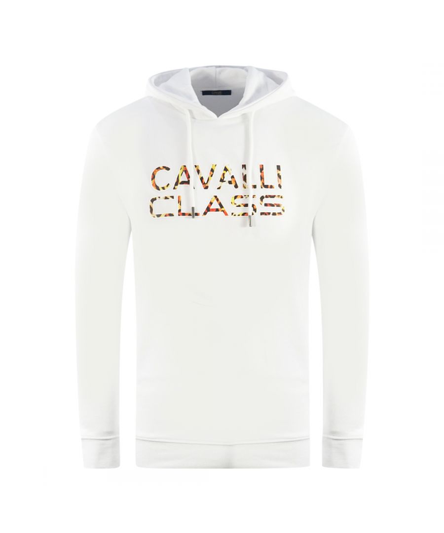 Cavalli Class Mens Brand Logo White Hoodie - Size 2XL