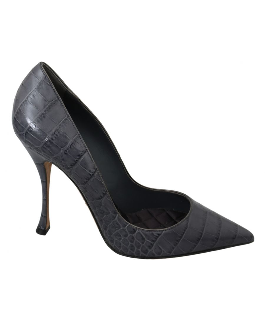 Image for Dolce & Gabbana Gray Leather High Heels Pumps Stilleto Shoes