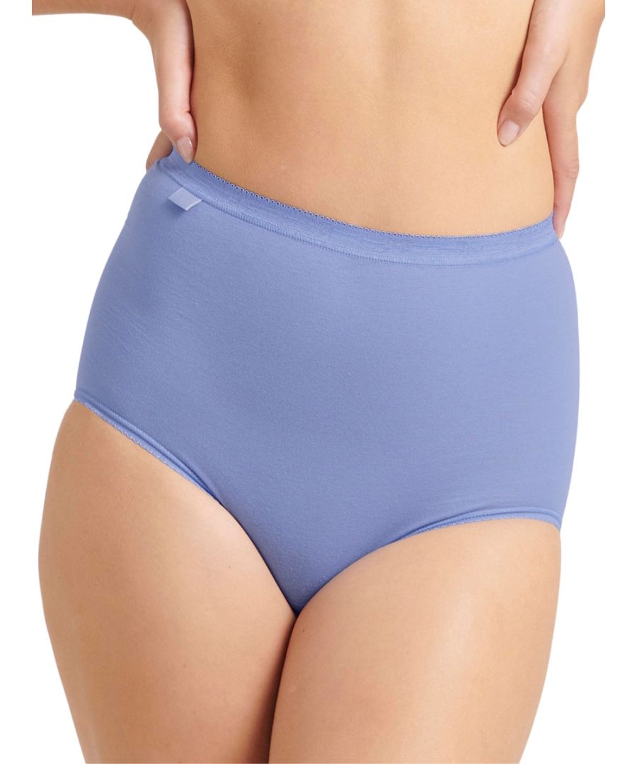 Sloggi Basic+ Maxi Brief. 3 Pack. Product is made of 95% Cotton, 5% Elastane and is machine washable.