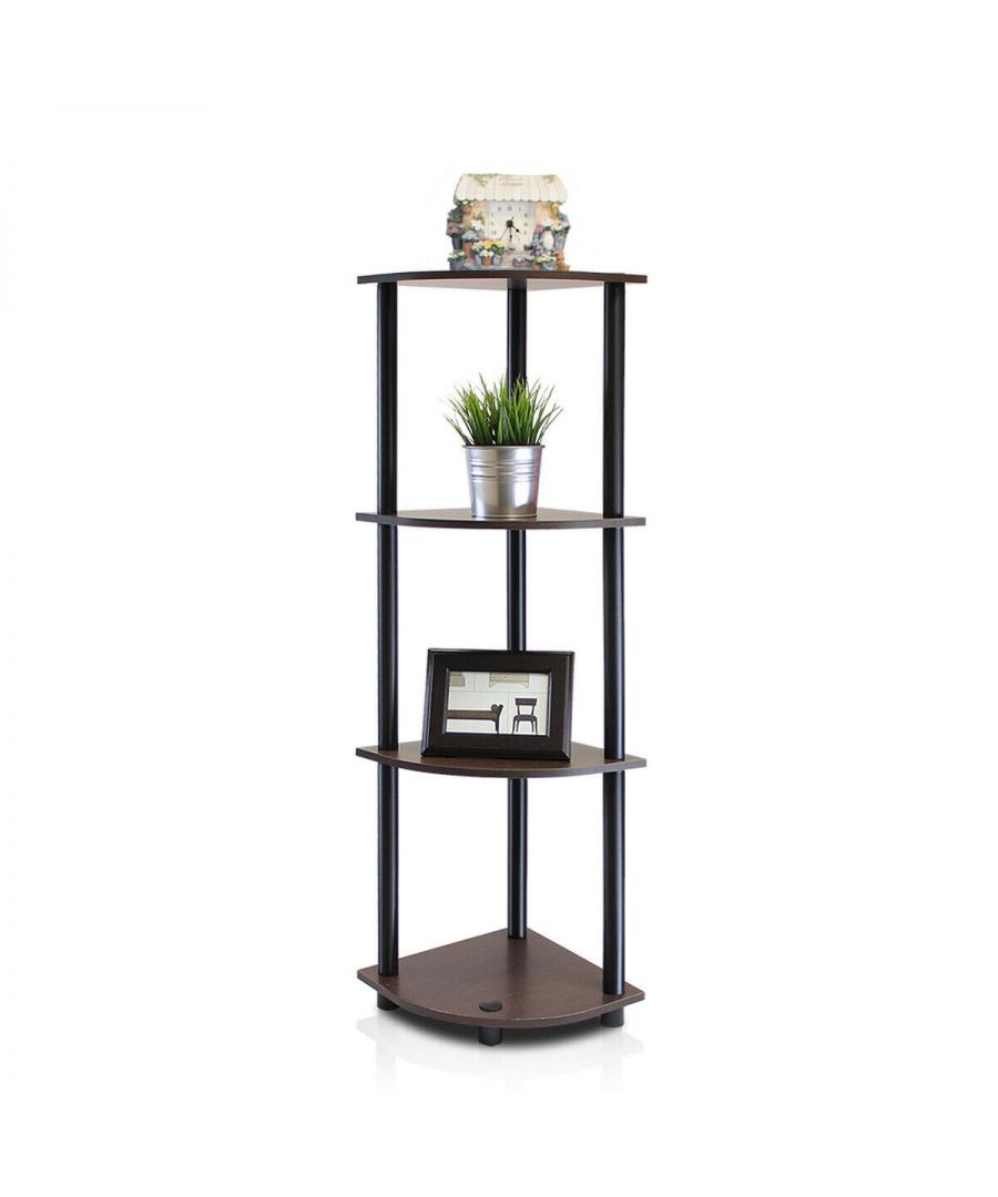 - Furinno Turn-N-Tube Home Living Mini Storage and Organization Series: 4-Tiers No Tools Tube Storage Shelving Unit .\n- Unique Structure Open display rack, shelves provide easy storage and display for decorative and home living accessories. \n- Suitable for rooms needing vertical storage area. \n- Designed to meet the demand of low cost but durable and efficient furniture.\n- It is proven to be the most popular RTA furniture due to its functionality, price, and the no hassle assembly. \n- A smart design that uses durable recycled PVC tubes and engineered medium density composite wood that withstand heavy weight.