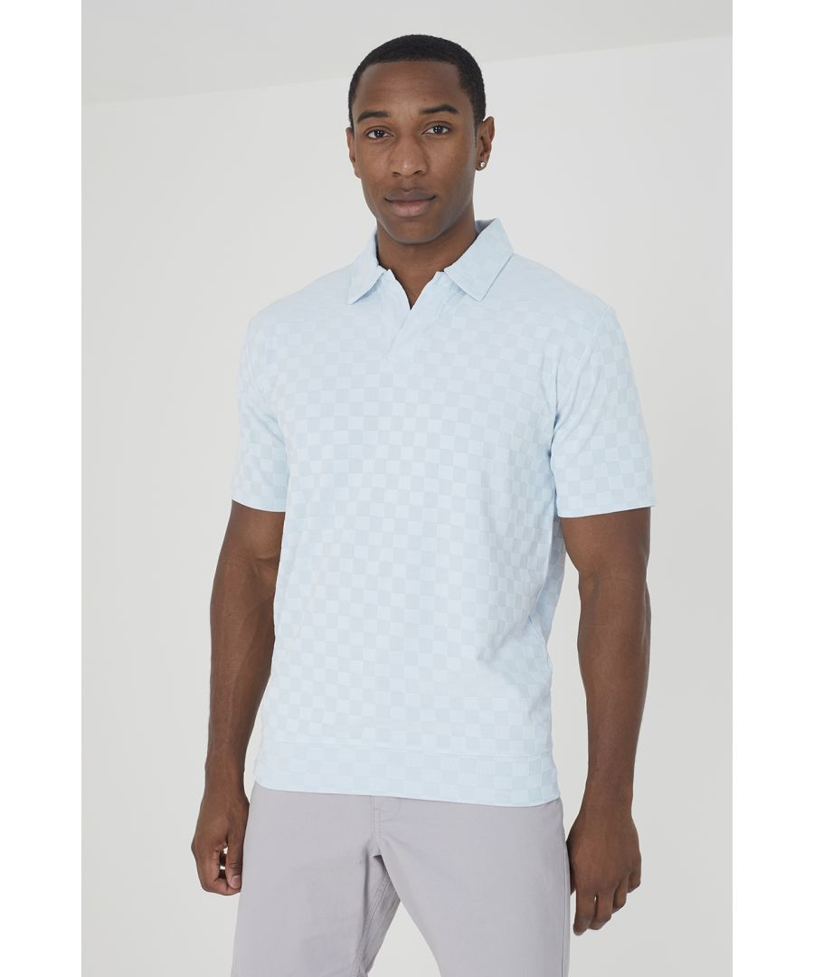 Brave Soul Mens Baby Blue 'Ancestry' Short Sleeve Open Collar Polo Shirt - Sky Blue - Size Small