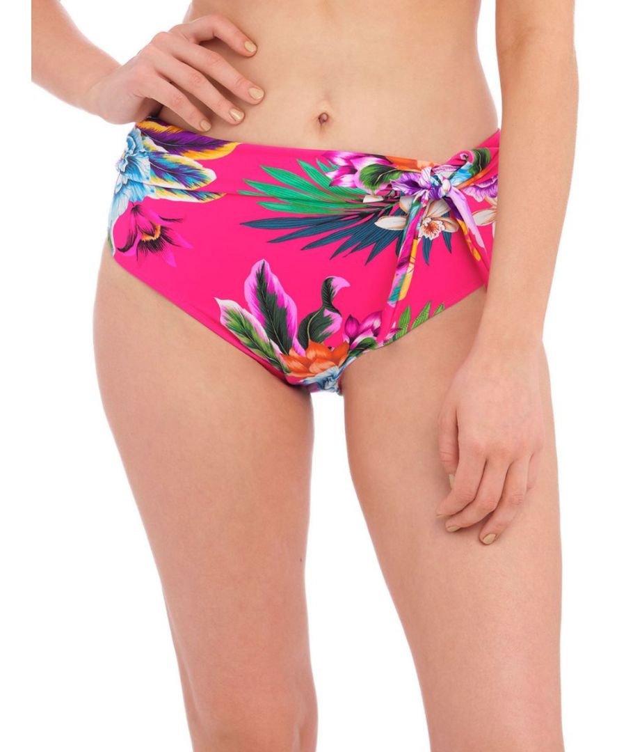 Fantasie Halkidiki High Waist Bikini Brief. Providing full rear coverage and a folded waistband. The product is recommended for gentle wash only.