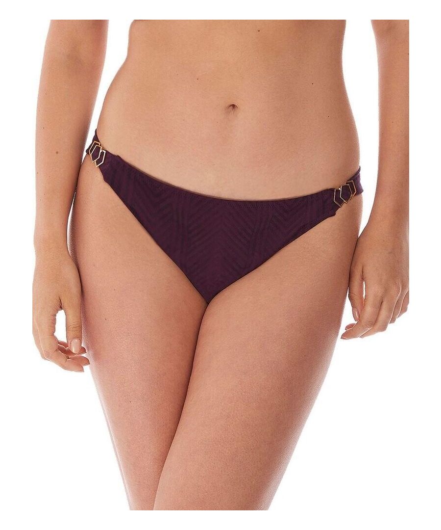 Fantasie Womens Long Island Mid Rise Tab Side Bikini Brief - Purple Nylon - Size X-Small