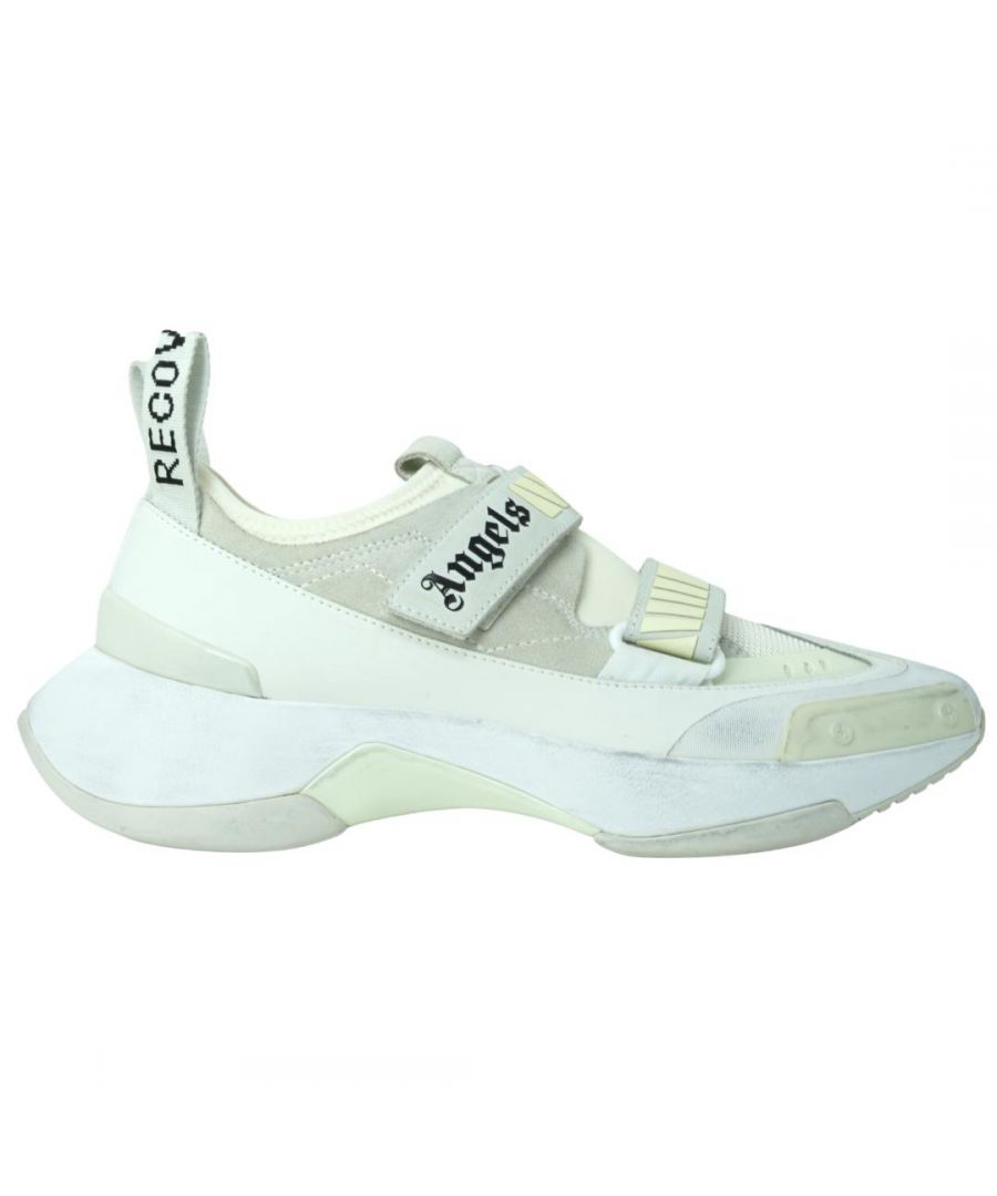 Palm Angels Recovery White Sneaker. Palm Angels White Trainers. Two Pulls On Heel. Rubber Sole. 65% Leather, 35% Polyester. Style Code: PMIA031R205930010100