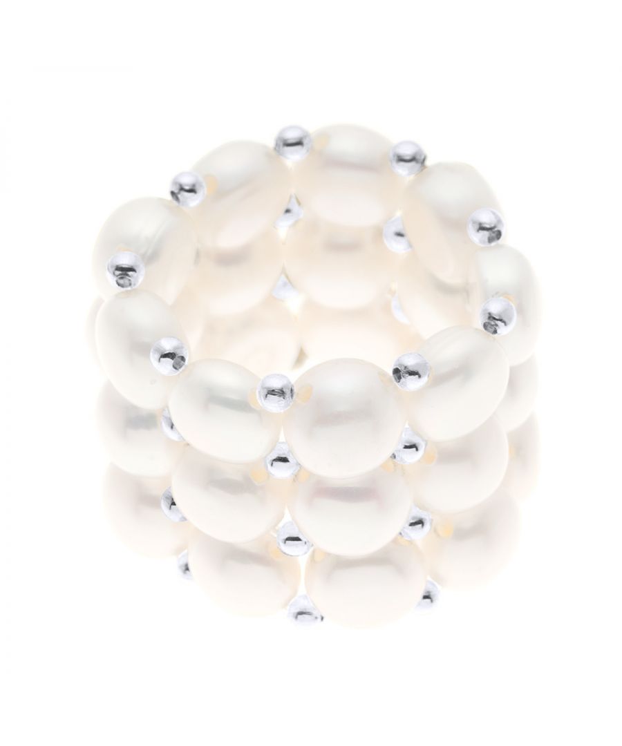 Ring of 3 true Cultured Freshwater Pearls - Natural White Color 4 mm Size adjustable - Our jewellery is made in France and will be delivered in a gift box accompanied by a Certificate of Authenticity and International Warranty