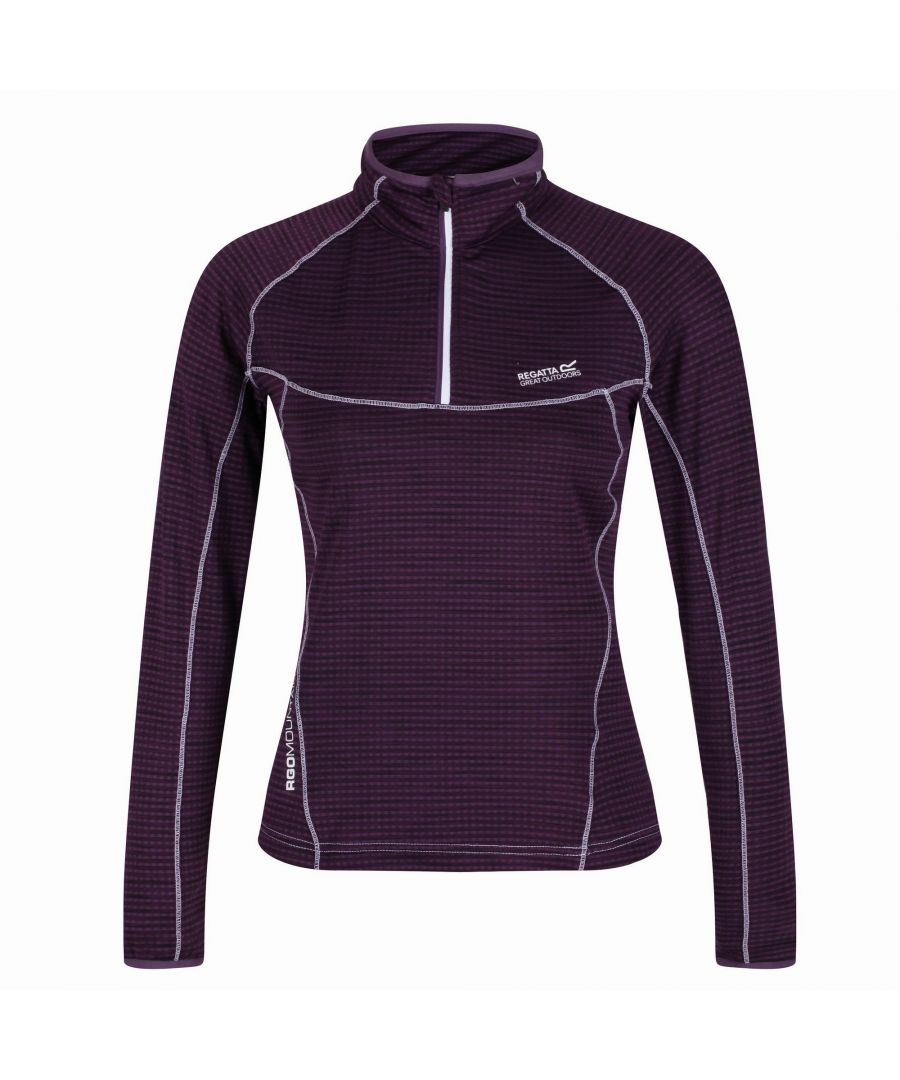 Material: 96% Polyester, 4% Elastane. Made from weight-reducing, grid fleece fabric. Ultra-lightweight, long sleeved fleece top. Efficiently wicks moisture away from your skin and dries quickly when wet. Cut with offset shoulder seams for superb mobility. With a half venting zip and flatlock seams for friction-free comfort. The low pack weight is ideal for longer trips. With the Regatta Outdoors print on the shoulder. Size (chest): (6 UK) 30in, (8 UK) 32in, (10 UK) 34in, (12 UK) 36in, (14 UK) 38in, (16 UK) 40in, (18 UK) 43in, (20 UK) 45in, (22 UK) 48in, (24 UK) 50in, (28 UK) 54in, (30 UK) 56in, (32 UK) 58in, (34 UK) 60in, (36 UK) 62in.